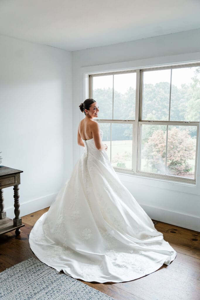 A bride in her wedding dress